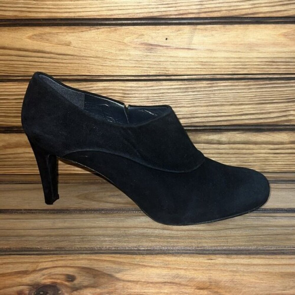 Stuart Weitzman‎ Black Suede Heels Womens Size 10 M Leather Sole Round Toe - Picture 6 of 9